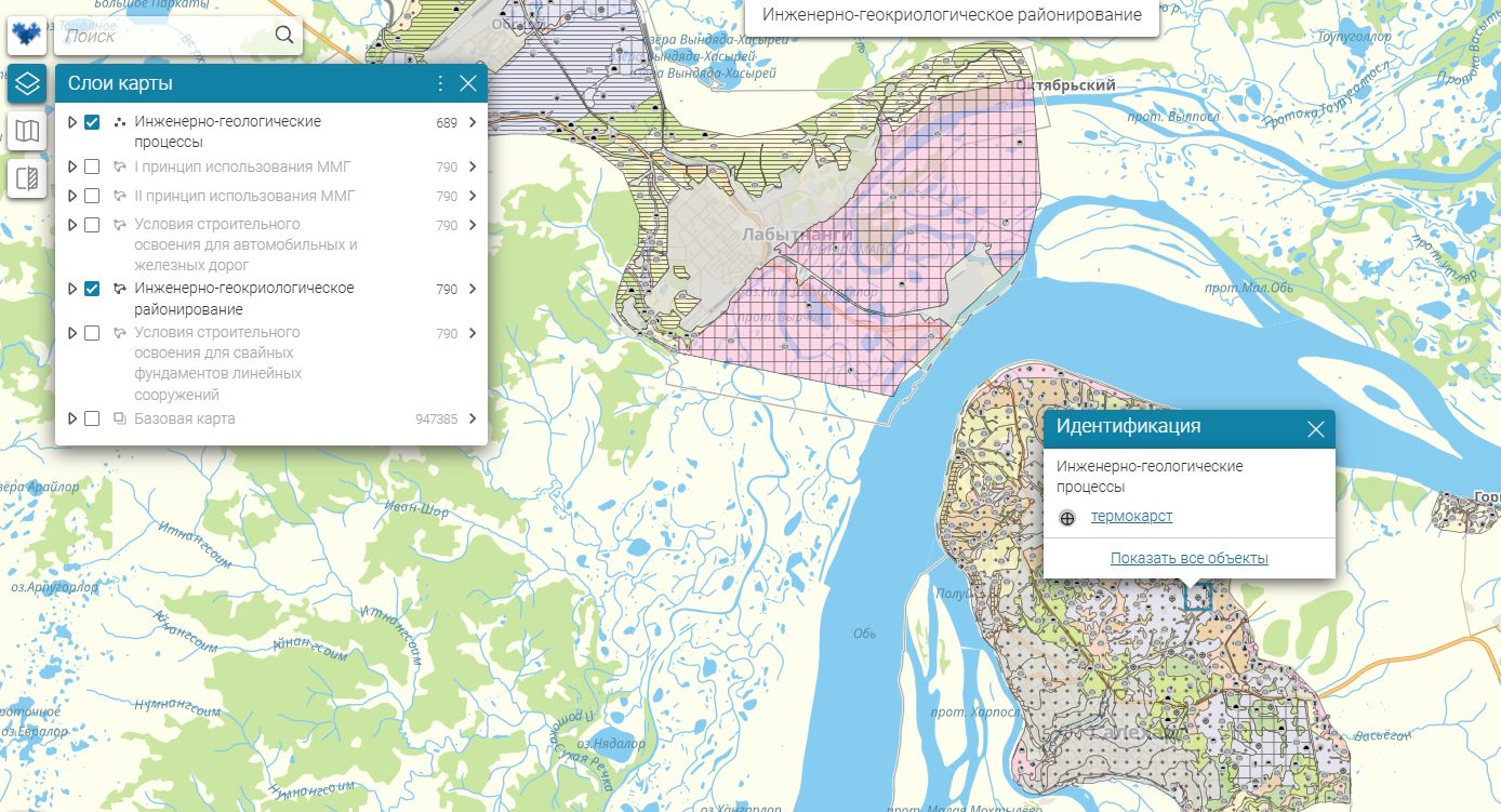 Карта положения гидрологических станций